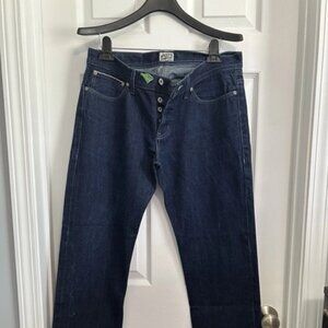 Naked & Famous Weird Guy Raw Denim Jeans Dark Indigo Selvedge Button Fly 34X30